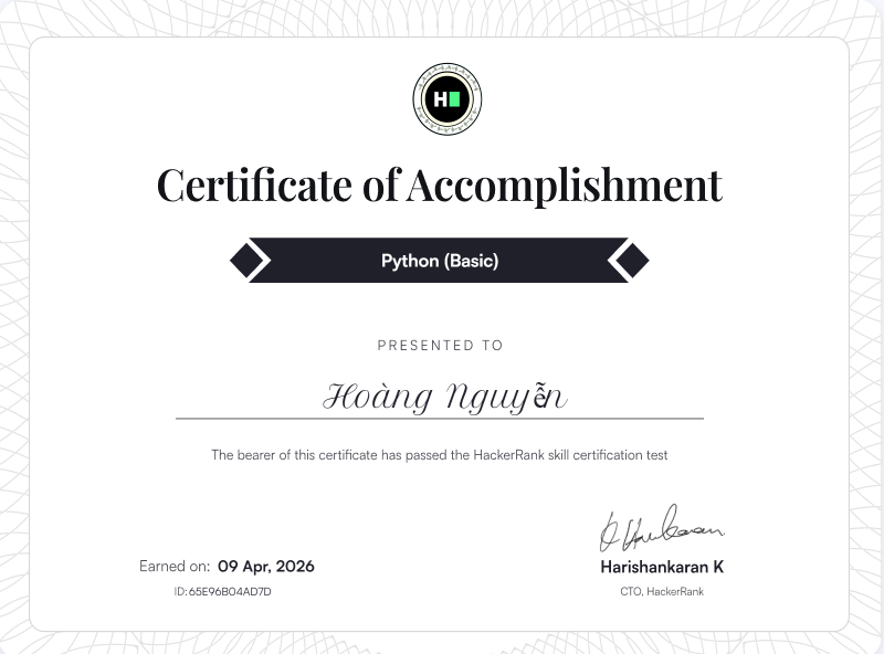HackerRank Python Certificate